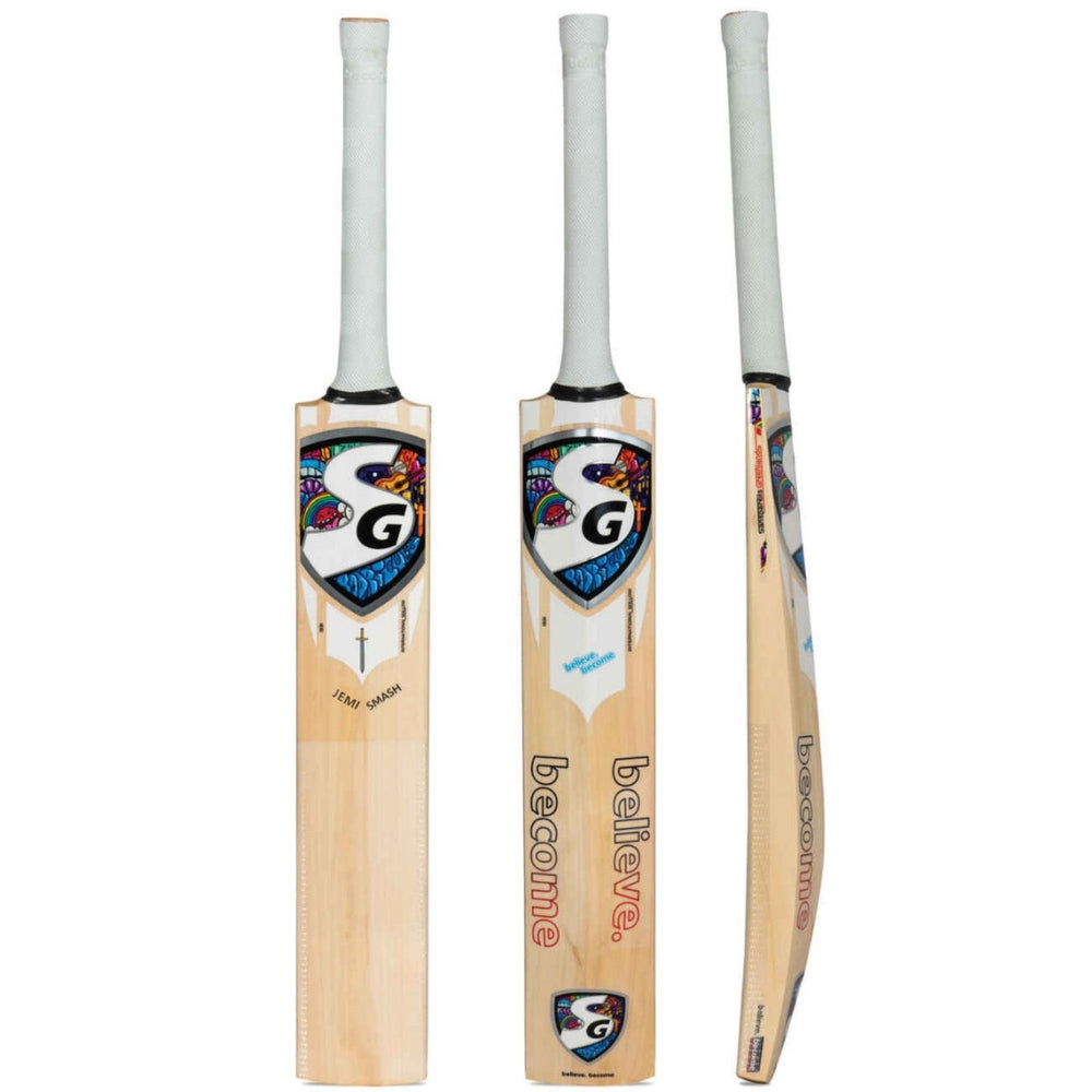 SG Jemi Smash English Willow Cricket Bat – S. Adult, Grade 4 Willow, Lightweight Cricket Bat for Beginners & Intermediate Players, Ideal for Leather Ball Play - Best Price online Prokicksports.com