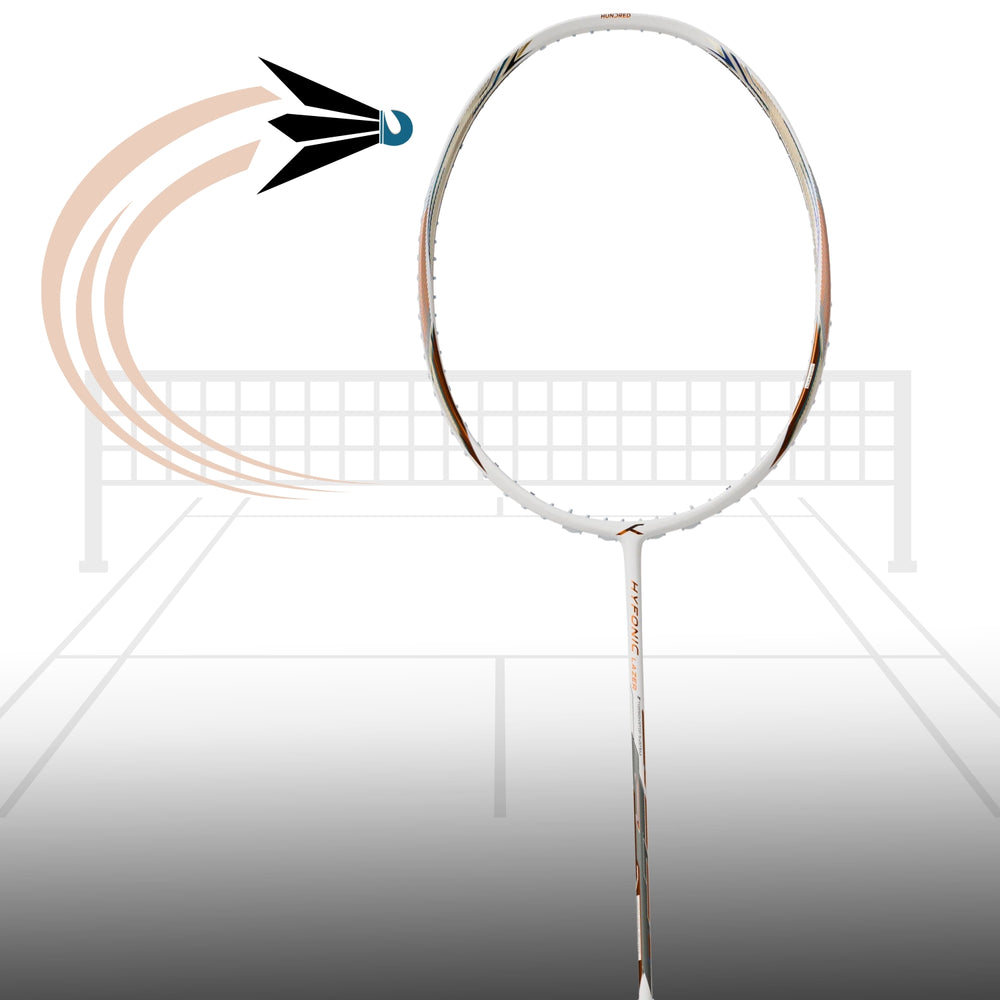 HUNDRED Hyfonic Lazer Unstrung Badminton Racquet | Dual Aerodynamic Frame with Carbon Fibre Build | Precision Control Series - Best Price online Prokicksports.com