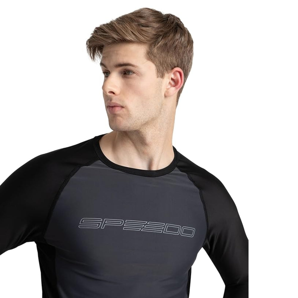 Speedo AM Performance Printed Swimactive Long Sleeve Suntop – Men UV Protection Swim Top, Quick Dry Stretch Rashguard, True Navy Blue/Cobalt Pop - Best Price online Prokicksports.com