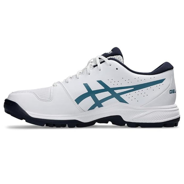 ASICS Gel-Peake 2 Cricket Shoes (Men) | Rubber Outsole | Breathable Mesh | Rearfoot GEL Cushioning | White/Atlantis Blue