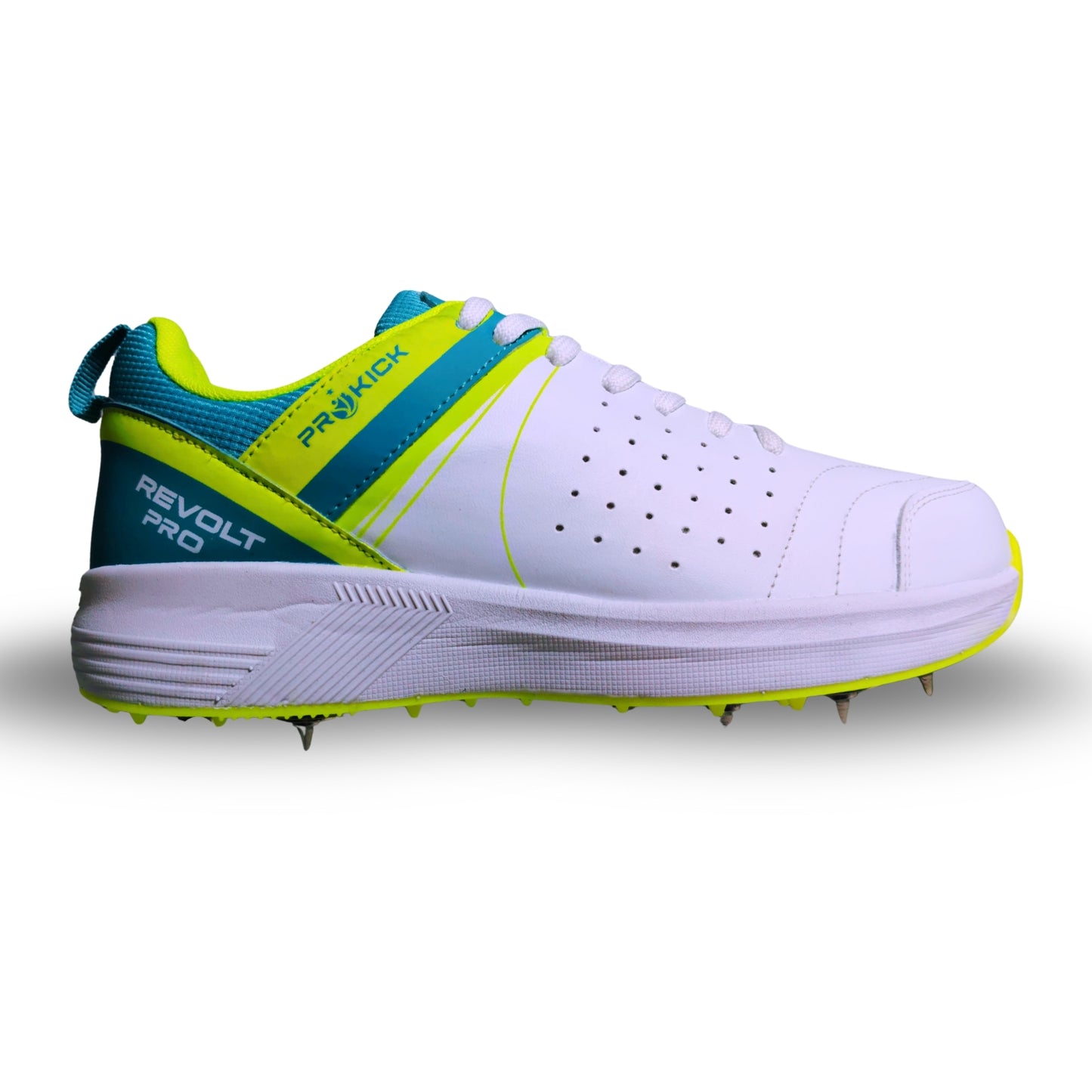 Prokick Revolt Pro Metal Spike Cricket Shoes – Lightweight Men’s Sports Footwear with Metal Spikes | Enhanced Grip | Breathable Design | All-Rounder Performance on Turf and Pitch - Best Price online Prokicksports.com