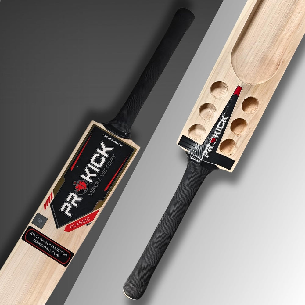 Prokick Classic Kashmir Willow Scoop Tennis Ball Cricket Bat – SH | Lightweight Scoop Design, Length, Cane Handle | Ideal for Power Play with Tennis Balls - Best Price online Prokicksports.com