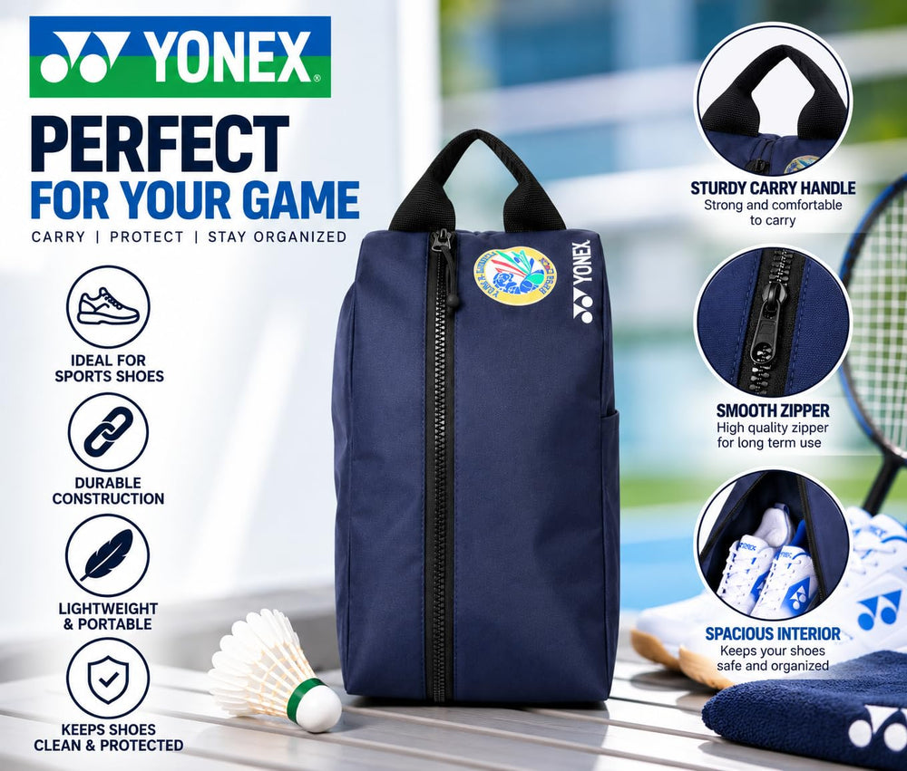 Yonex SUNR 2245 Sports Shoe Bag | Lightweight Polyester Carry Bag, Zippered Main Compartment, Top Carry Handle, Compact Footwear Storage for Badminton, Court & Training Shoes