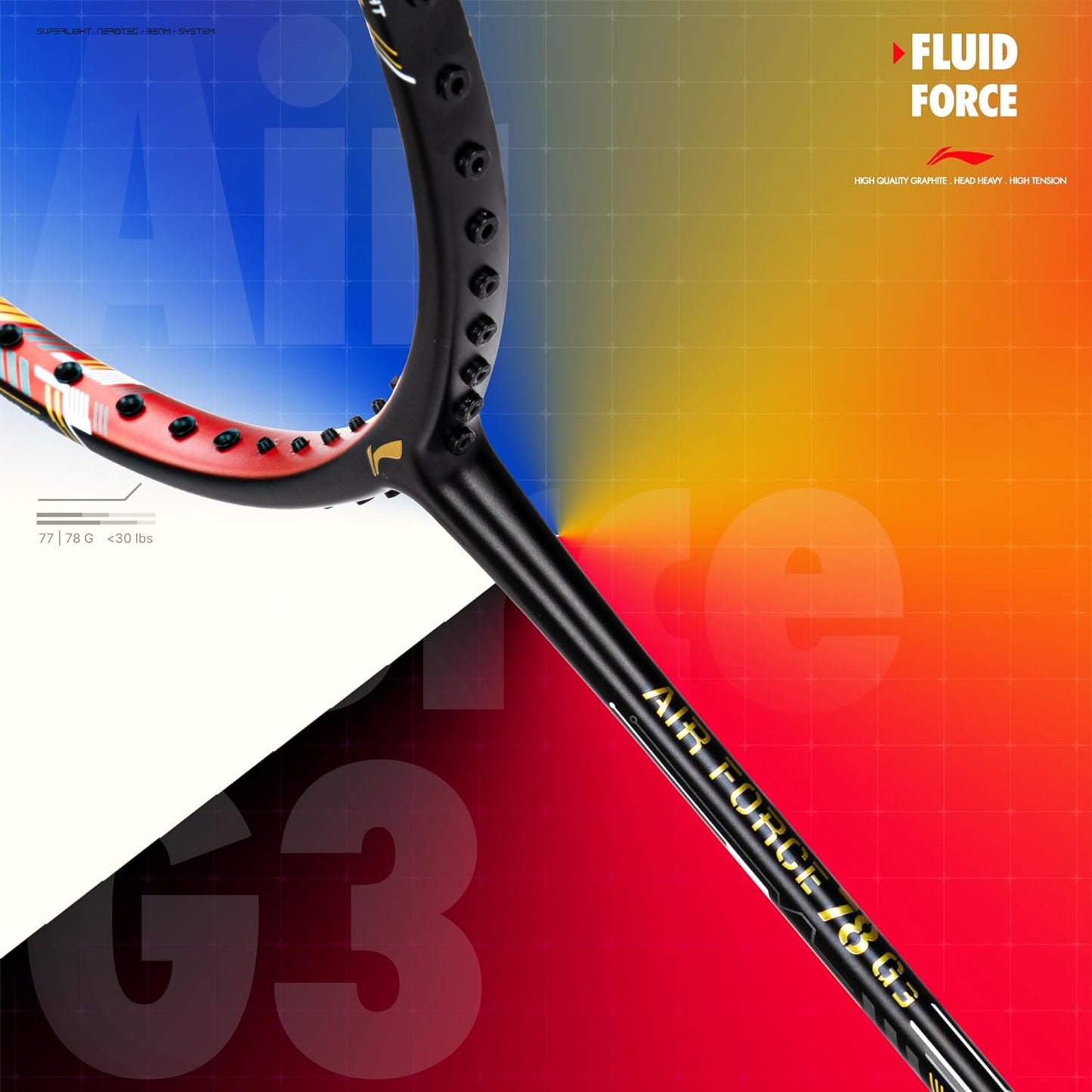 Li-Ning Air-Force 78 G3 Carbon Fibre Strung Badminton Racquet - Best Price online Prokicksports.com