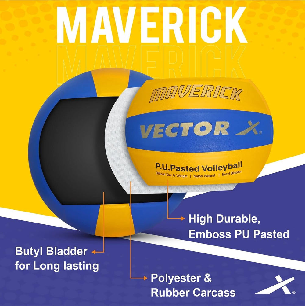 Vector X Soft Touch Volleyball | 18 Panel PU, Butyl Bladder, Waterproof, Anti-Slip, Indoor, Outdoor & Beach Play, Training & Match Ball for Adults, Men & Boys