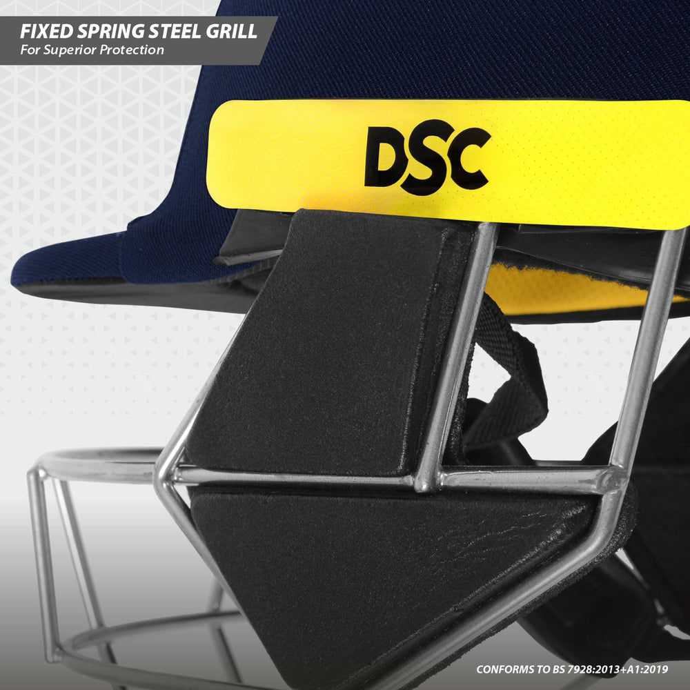 DSC Scud MS Cricket Helmet | Fixed Spring Steel Grill, Double Layered Shell | Adjustable Fit | Size S