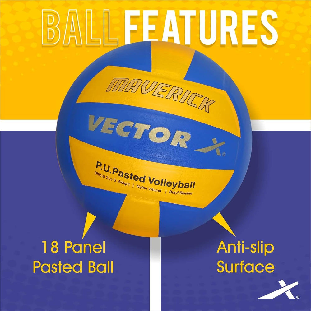 Vector X Soft Touch Volleyball | 18 Panel PU, Butyl Bladder, Waterproof, Anti-Slip, Indoor, Outdoor & Beach Play, Training & Match Ball for Adults, Men & Boys