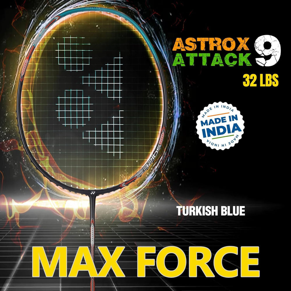 YONEX Astrox Attack 9 Strung Badminton Racquet | Head-Heavy Power | Isometric Head | Graphite Shaft | G4 Grip (4U) - Best Price online Prokicksports.com