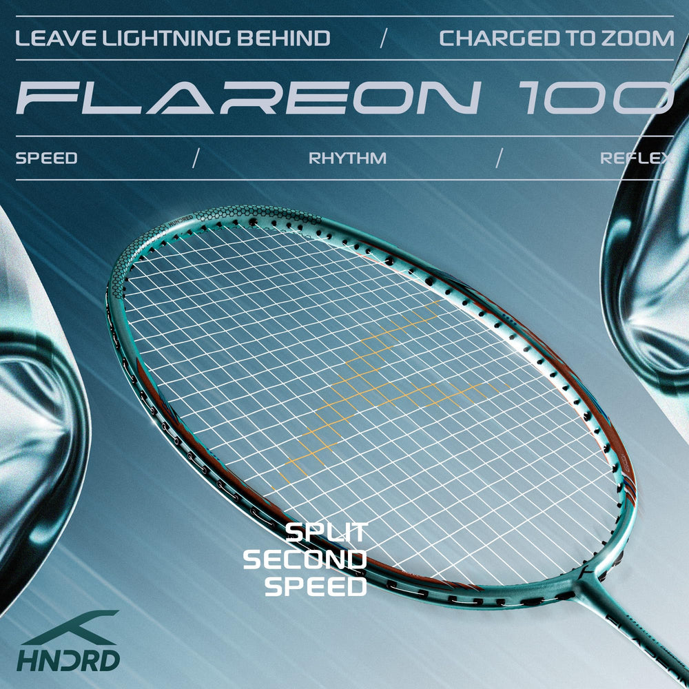 Hundred Flareon 100 Badminton Racket (Strung) | Carbon Fiber Frame | Speed Racket for Fast Swings with Full Cover | Max Tension 30 lbs - Best Price online Prokicksports.com