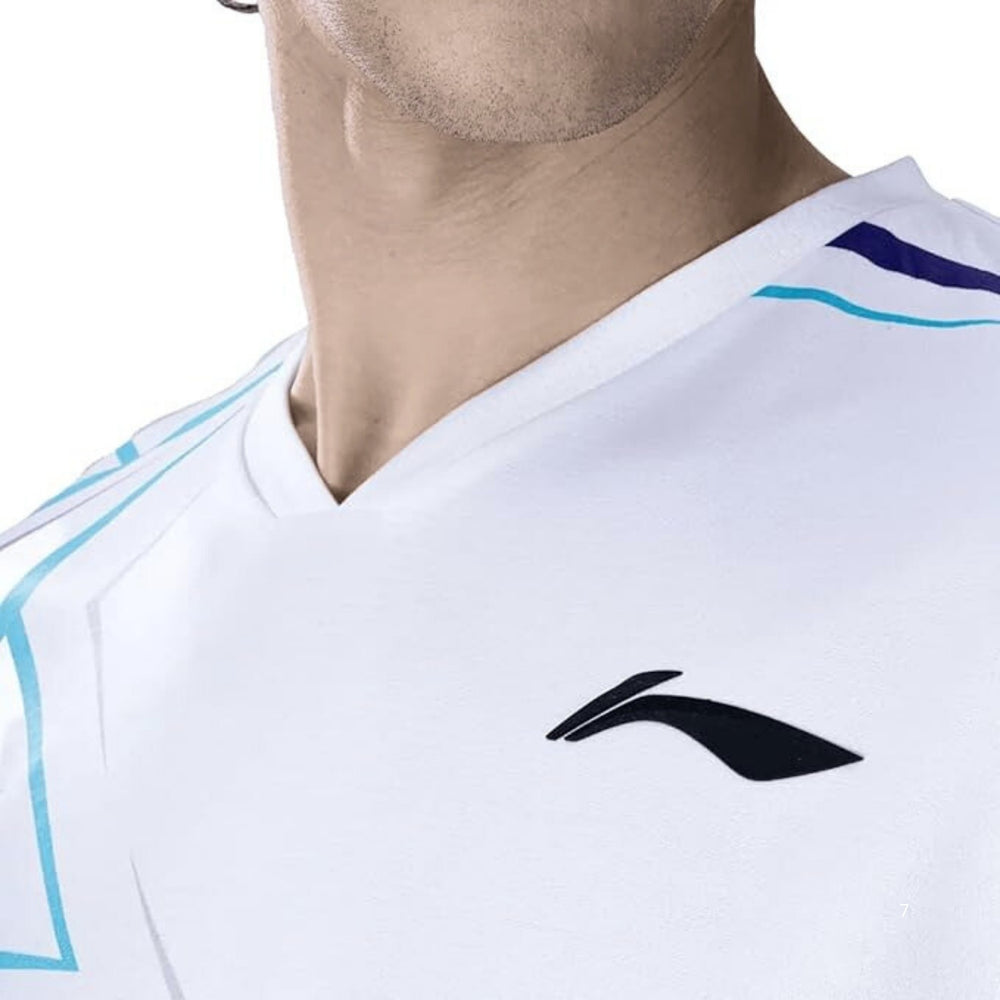Li-Ning ATSUA51 Men’s V-Neck Badminton T-Shirt – Lightweight Polyester, Quick-Dry, Breathable Aura Sports Tee - Best Price online Prokicksports.com