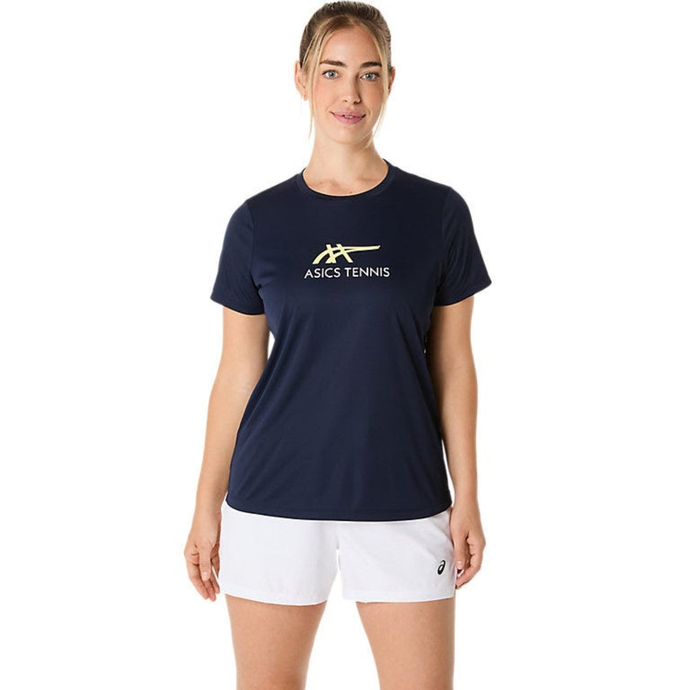 ASICS Women Court Tennis Graphic Tee | Lightweight Breathable Polyester T-Shirt with Moisture-Wicking Comfort & Tennis-Inspired Graphic Design - Best Price online Prokicksports.com