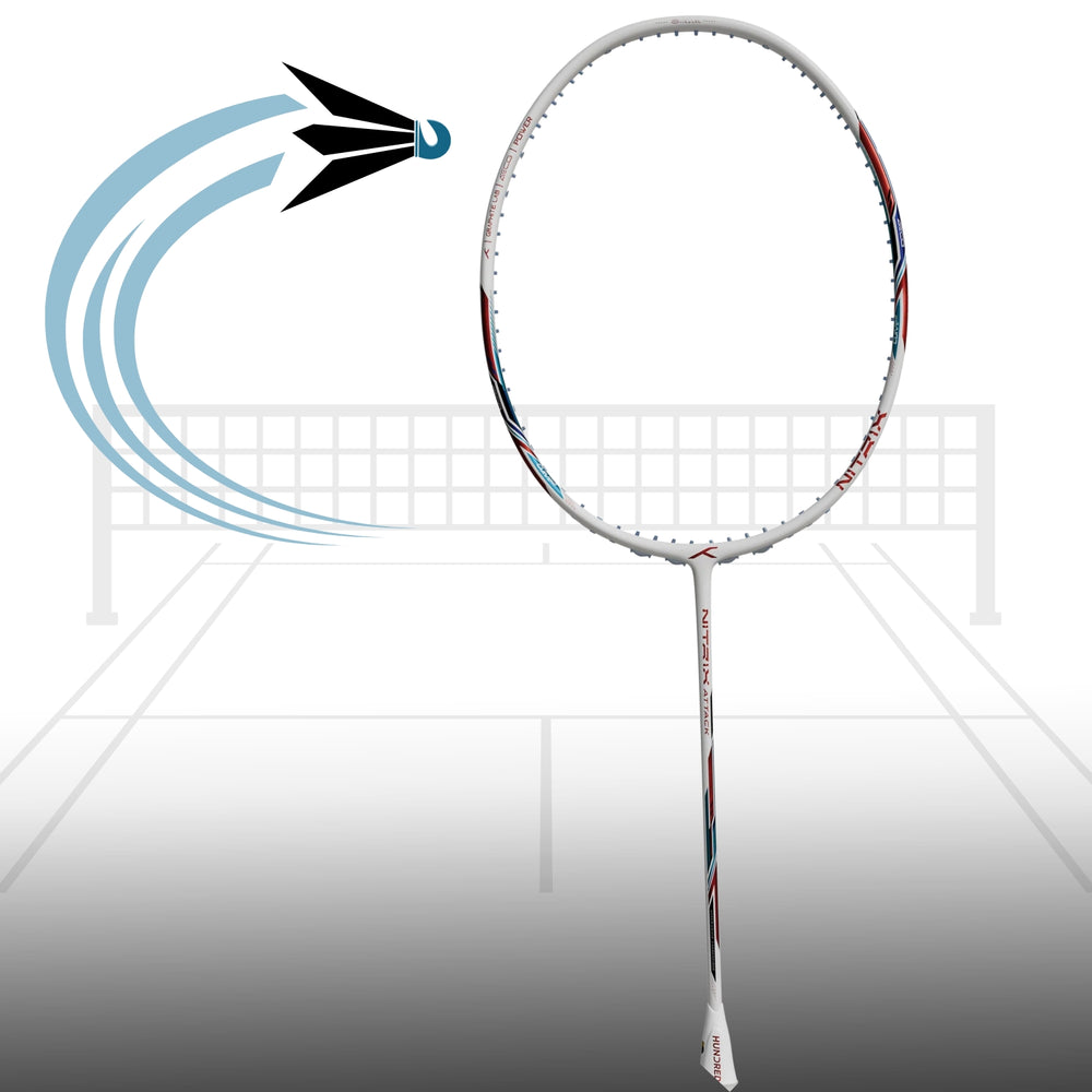 HUNDRED Nitrix Attack Unstrung Badminton Racquet | Head-Heavy Power Frame with Carbon Fibre Build | Aggressive Attack Series - Best Price online Prokicksports.com