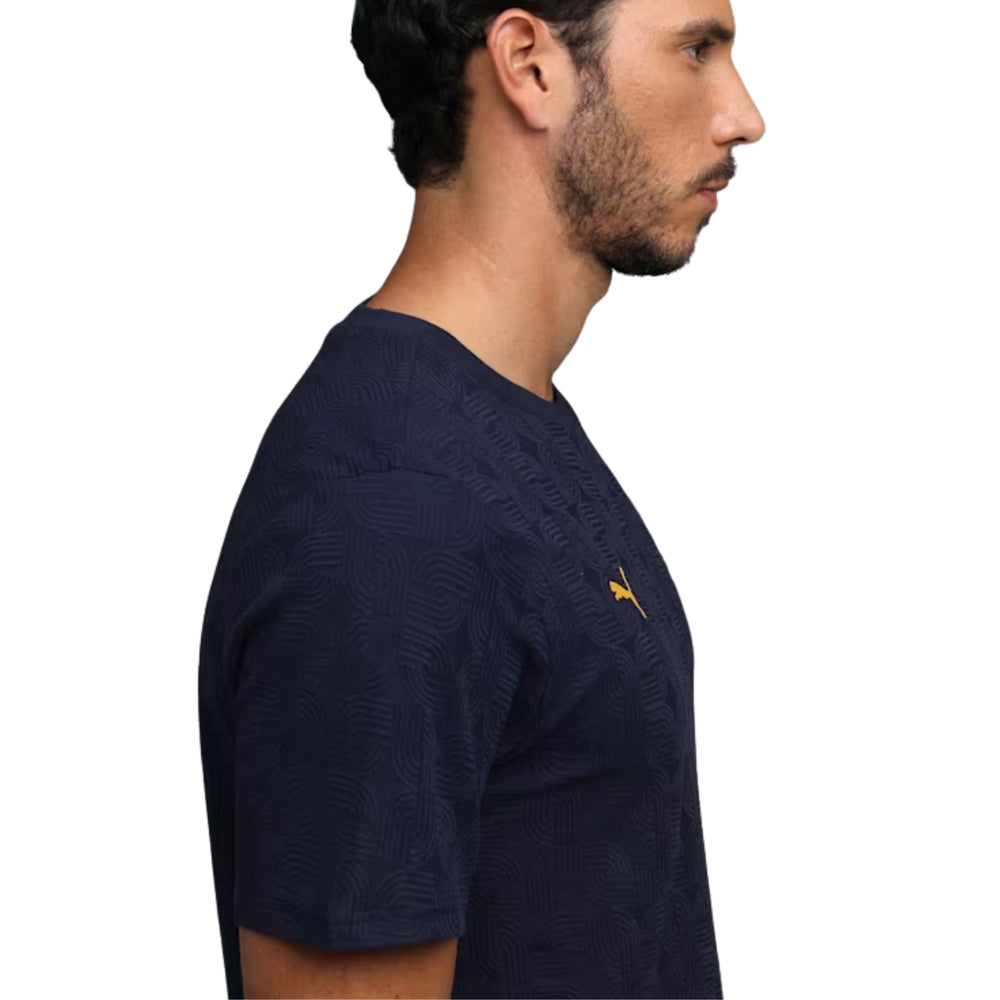 PUMA x RCB Jacquard Tee Round Neck T-Shirt for Men | Premium Jacquard Fabric with dryCELL Technology, Official RCB Branding & Regular Fit - Best Price online Prokicksports.com