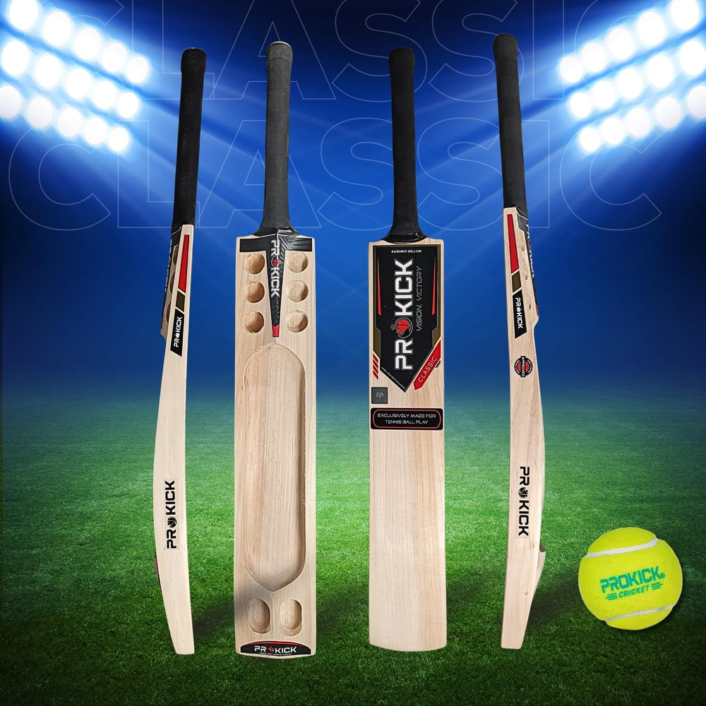 Prokick Classic Kashmir Willow Scoop Tennis Ball Cricket Bat – SH | Lightweight Scoop Design, Length, Cane Handle | Ideal for Power Play with Tennis Balls - Best Price online Prokicksports.com