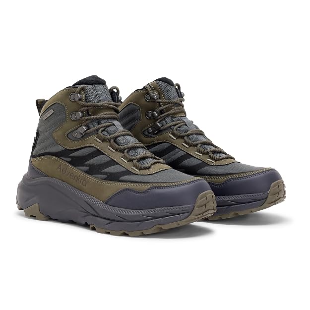 Adventra Waterproof Hiking Shoes for Men | Conquer Every Trail, Mid-Ankle Ripstop Upper, Anti-Skid Rubber Sole, EVA Cushioned Comfort, Reinforced Toe Cap, Rugged Terrain Ready