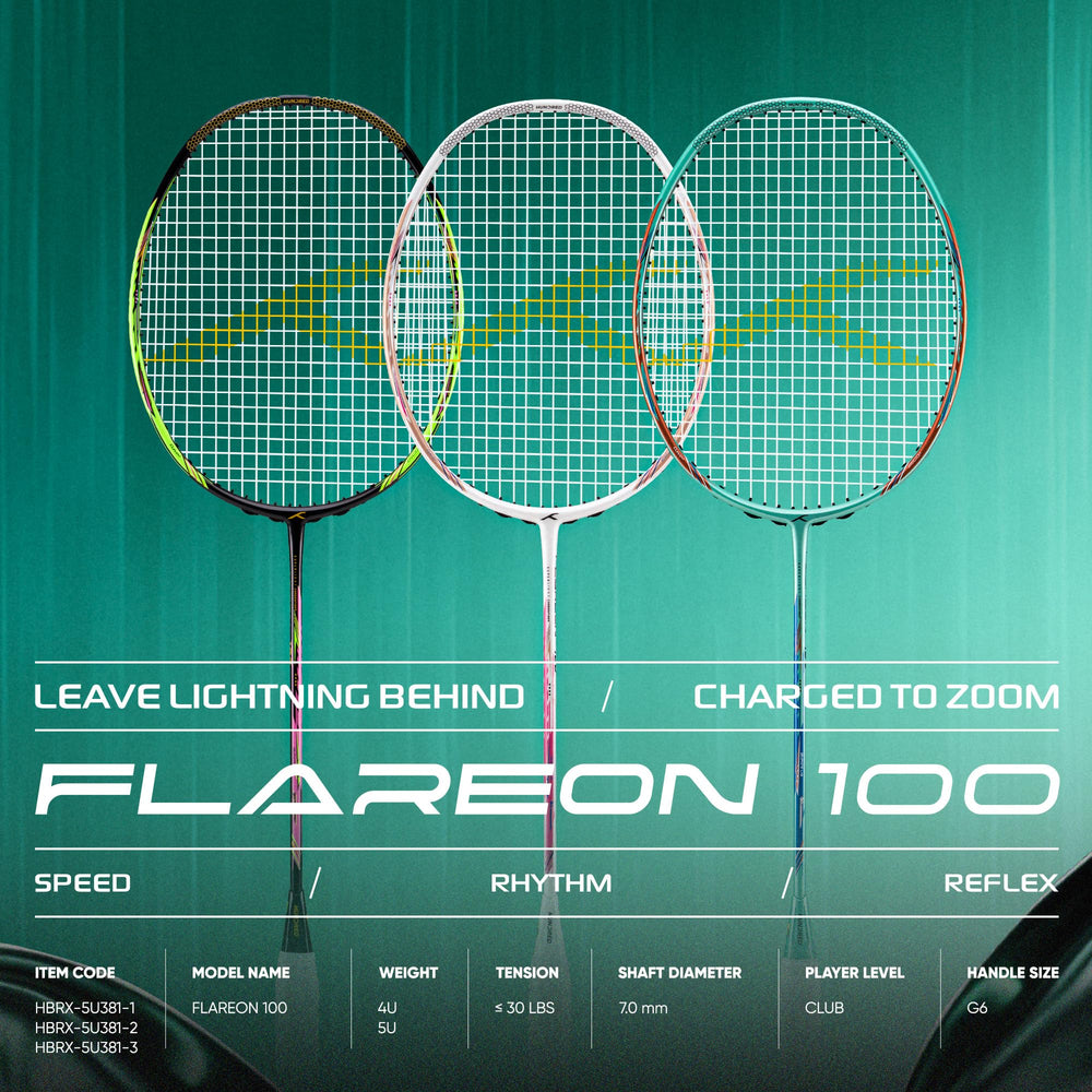 Hundred Flareon 100 Badminton Racket (Strung) | Carbon Fiber Frame | Speed Racket for Fast Swings with Full Cover | Max Tension 30 lbs - Best Price online Prokicksports.com