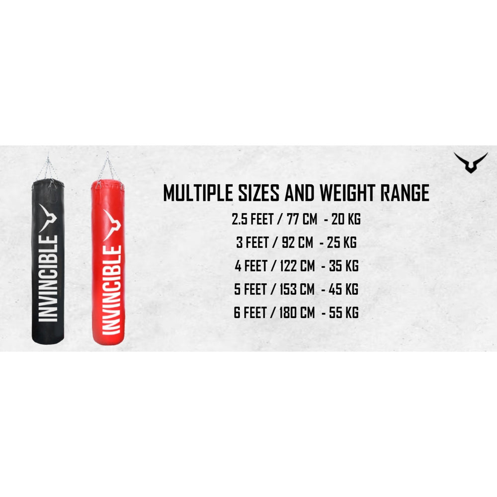 Invincible Classic Vinyl Tera Bag 5 Feet (45 Kg) | Heavy Duty Boxing Punching Bag | Durable Training Fitness Bag β Black - Best Price online Prokicksports.com