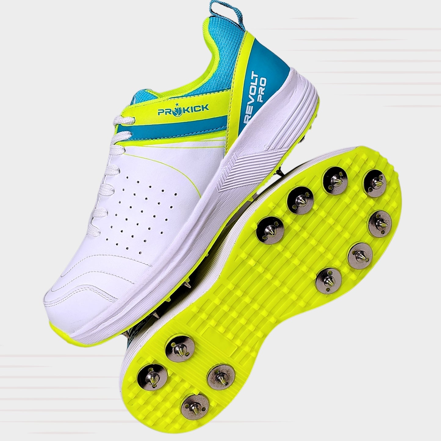 Prokick Revolt Pro Metal Spike Cricket Shoes – Lightweight Men’s Sports Footwear with Metal Spikes | Enhanced Grip | Breathable Design | All-Rounder Performance on Turf and Pitch - Best Price online Prokicksports.com