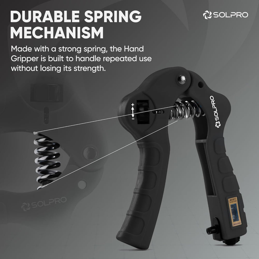 Solpro SHX-052 Grippax Adjustable Hand Grip Strengthener – 5-60kg Resistance, Mechanical Counter, Forearm, Wrist & Finger Exerciser for Men & Women, Home/Gym/Rehab Workouts - Best Price online Prokicksports.com
