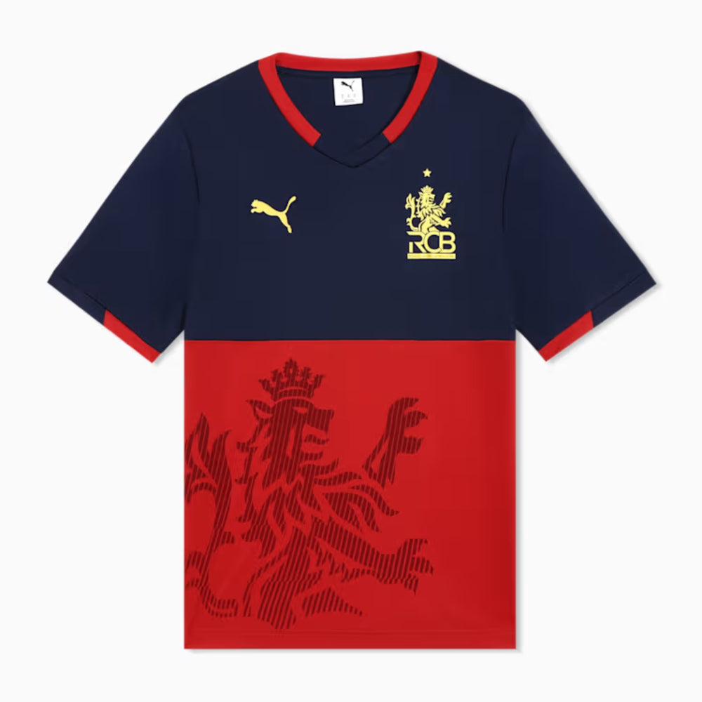 PUMA RCB Takedown Tee 2026 V-Neck T-Shirt for Men | Lightweight Polyester Fabric with dryCELL Technology & Official RCB Branding for Fan Wear - Best Price online Prokicksports.com
