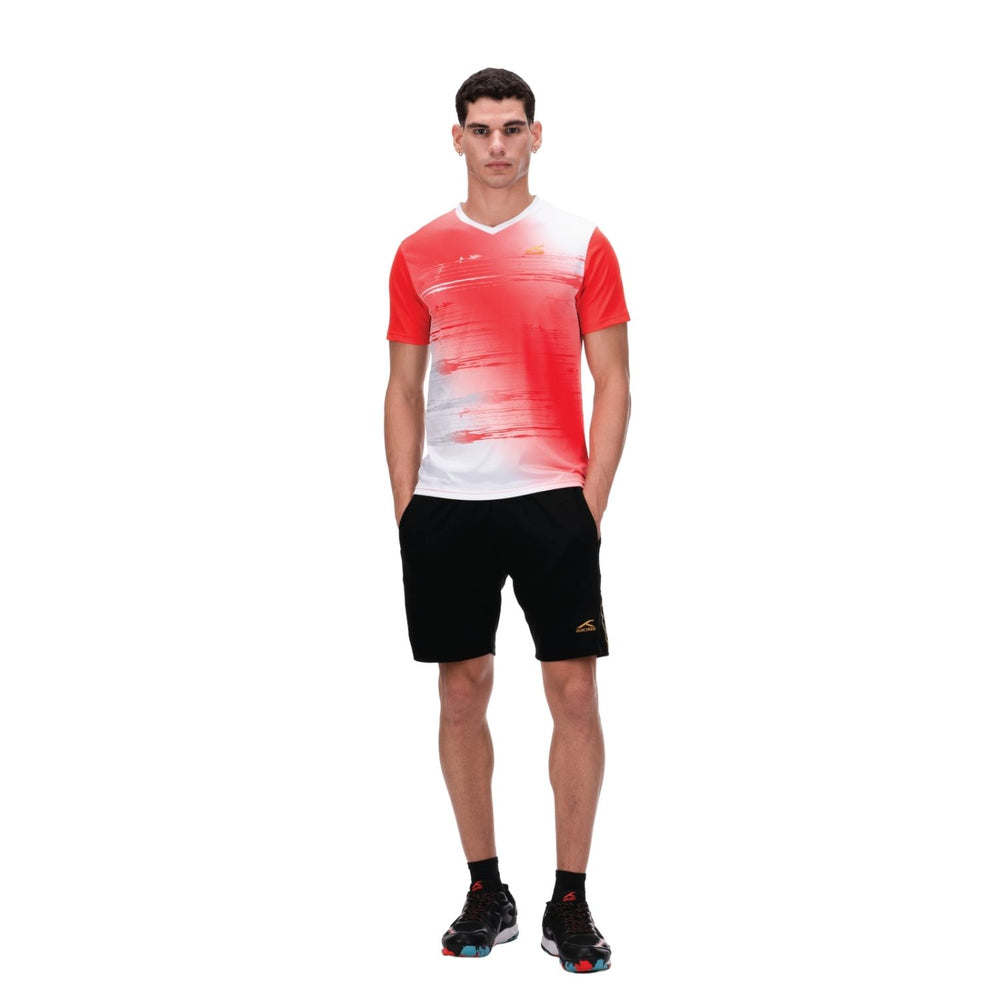 Hundred HBTS-5M267 V-Neck Badminton T-Shirt – Men Quick Dry Lightweight Sports Tee for Badminton, Gym & Training - Best Price online Prokicksports.com