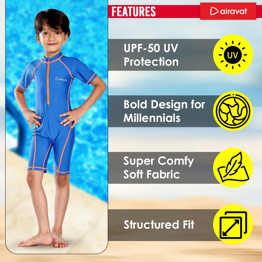 Airavat 1506 Children Swimwear | Half Body Swimsuit for Kids | Navy Blue | Comfortable & Durable - Best Price online Prokicksports.com