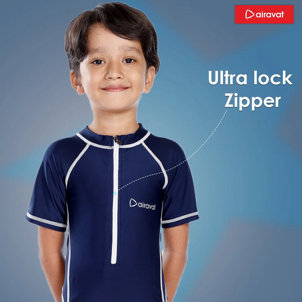 Airavat 1506 Children Swimwear | Half Body Swimsuit for Kids | Navy Blue | Comfortable & Durable - Best Price online Prokicksports.com