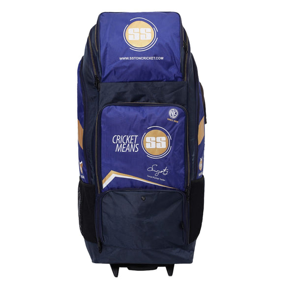 SS Sky Flicker Cricket Kit Bag with Wheels (Violet/Black) | 1680D Ballistic Fabric | 6-Bat Capacity | Telescopic Handle | Airline Approved
