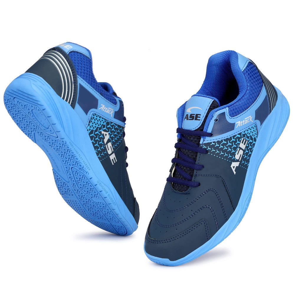 ASE Attack Badminton Shoes | Non-Marking Rubber Sole with Round Sole Support, Mesh Breathability & Shock Absorption