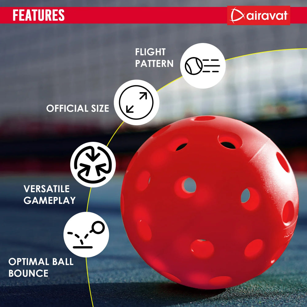 Airavat Outdoor 40 Hole Pickleball Balls, Pack of 6 - Best Price online Prokicksports.com