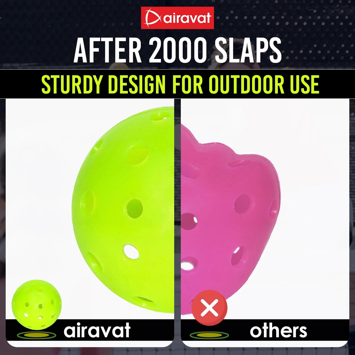 Airavat Outdoor 40 Hole Pickleball Balls, Pack of 6 - Best Price online Prokicksports.com