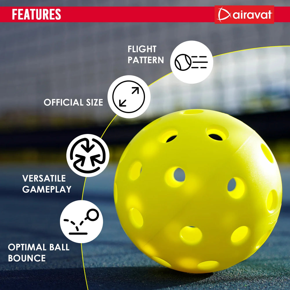 Airavat Outdoor 40 Hole Pickleball Balls, Pack of 6 - Best Price online Prokicksports.com