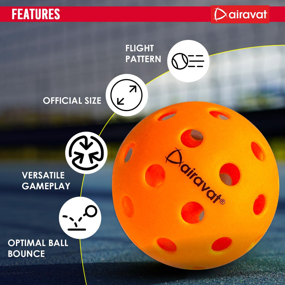 Airavat Outdoor 40 Hole Pickleball Balls, Pack of 6 - Best Price online Prokicksports.com
