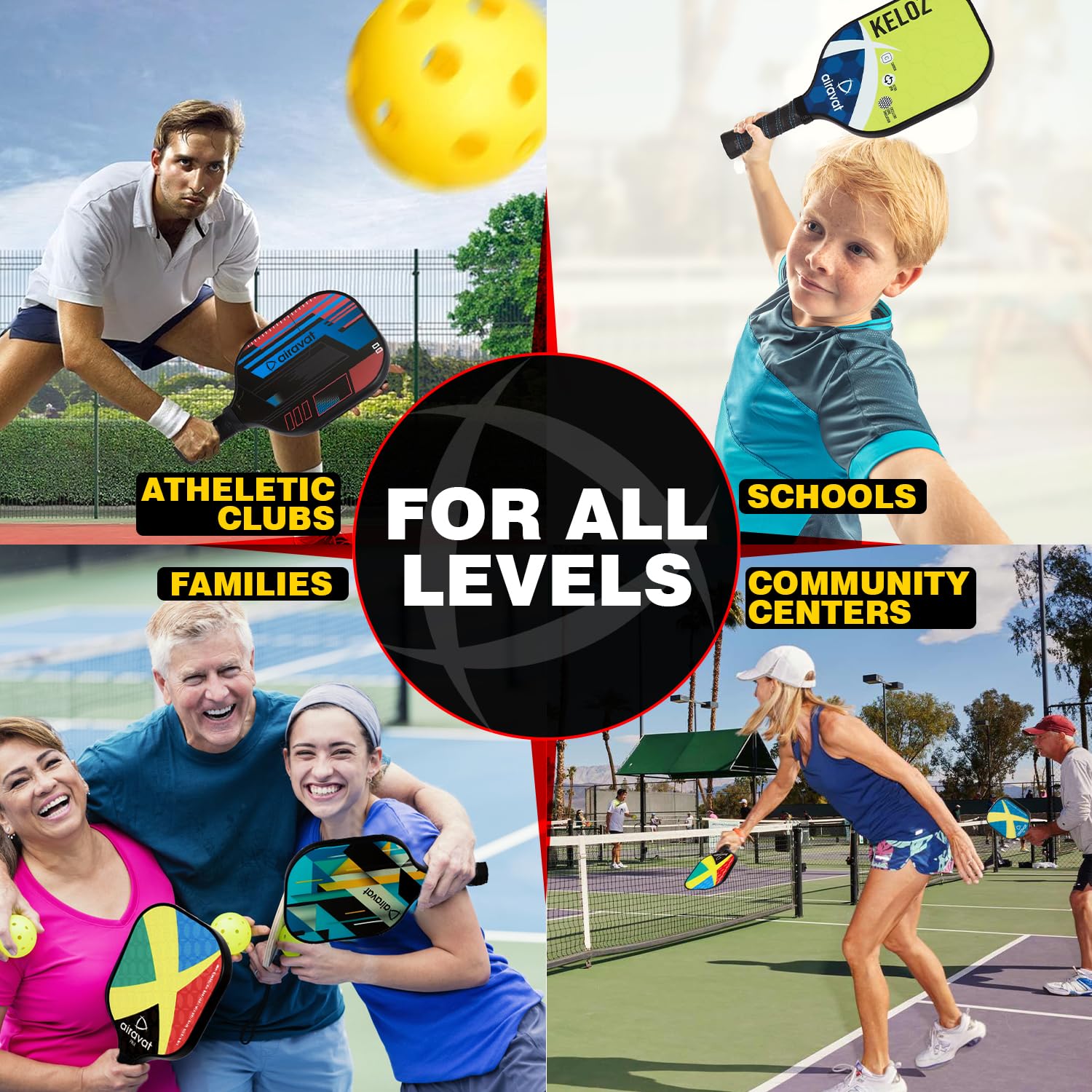 Airavat Bang 7403 Pickleball Paddle Set (Combo of 2 Pc Pickleball Paddles, 2 Pc Balls & 1 Premium Bag) (Copy) - Best Price online Prokicksports.com