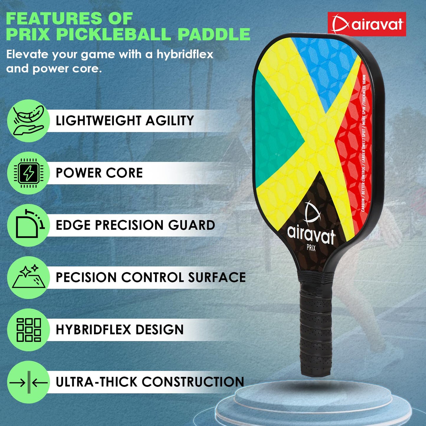Airavat Prix 7404 Pickleball Paddle Set (Combo of 2 Pc Pickleball Paddles, 2 Pc Balls & 1 Premium Bag) - Best Price online Prokicksports.com