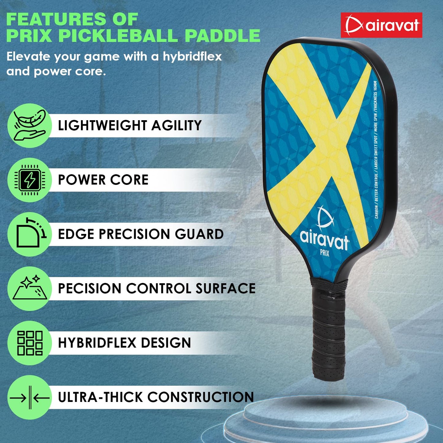 Airavat Prix 7404 Pickleball Paddle Set (Combo of 2 Pc Pickleball Paddles, 2 Pc Balls & 1 Premium Bag) - Best Price online Prokicksports.com