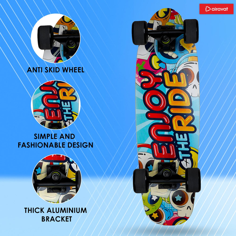 AIRAVAT Gallant Wooden Skateboard | Premium 7-Layer Deck with Non-Slip PU Wheels | Multicolor Board for Kids, Teens & Adults | Weight Capacity up to 100Kg - Best Price online Prokicksports.com