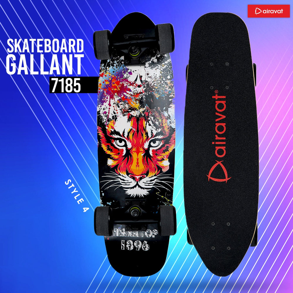 AIRAVAT Gallant Wooden Skateboard | Premium 7-Layer Deck with Non-Slip PU Wheels | Multicolor Board for Kids, Teens & Adults | Weight Capacity up to 100Kg - Best Price online Prokicksports.com