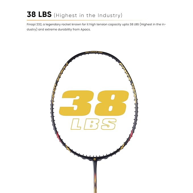 Apacs 232 Limited Edition Unstrung Badminton Racquet | 4UG1 Frame - Black/Gold Finish | Lightweight & High-Performance Racquet - Best Price online Prokicksports.com