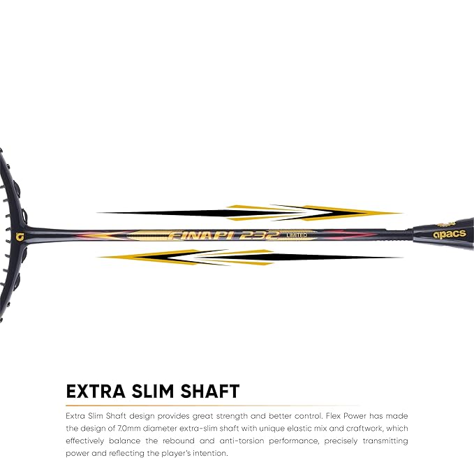 Apacs 232 Limited Edition Unstrung Badminton Racquet | 4UG1 Frame - Black/Gold Finish | Lightweight & High-Performance Racquet - Best Price online Prokicksports.com