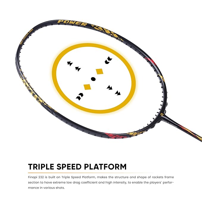 Apacs 232 Limited Edition Unstrung Badminton Racquet | 4UG1 Frame - Black/Gold Finish | Lightweight & High-Performance Racquet - Best Price online Prokicksports.com