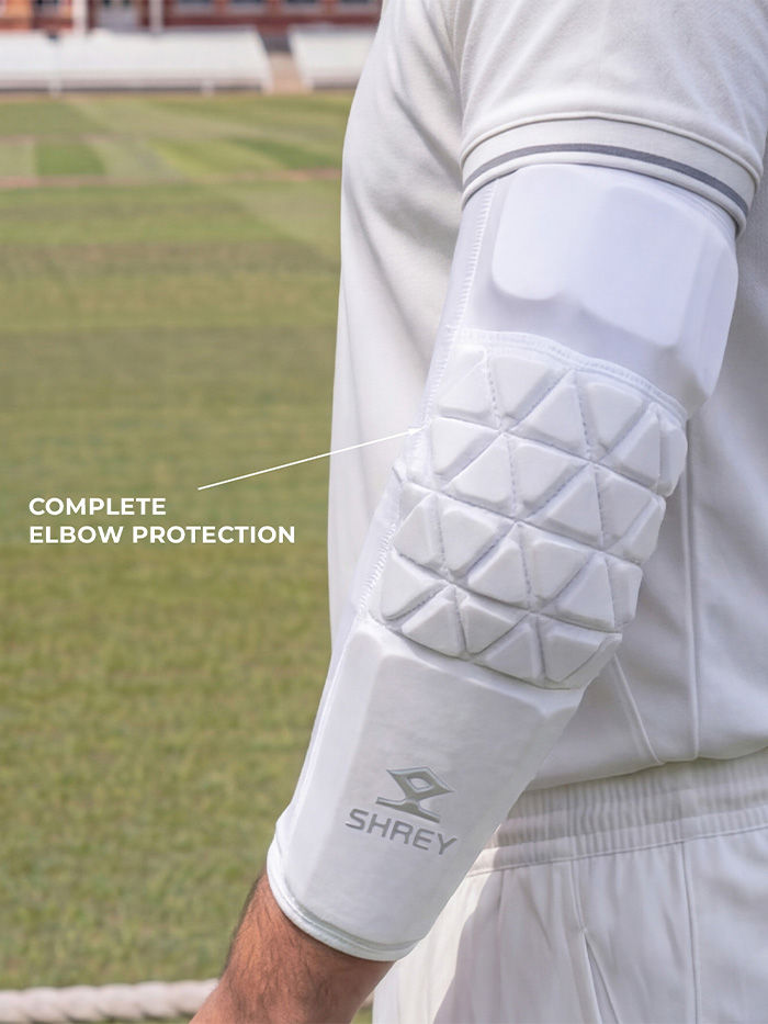 Shrey Legacy Cricket Arm Guard | Plastic + EVA Protection, Removable Triceps Pad & Compression Sleeve - Best Price online Prokicksports.com