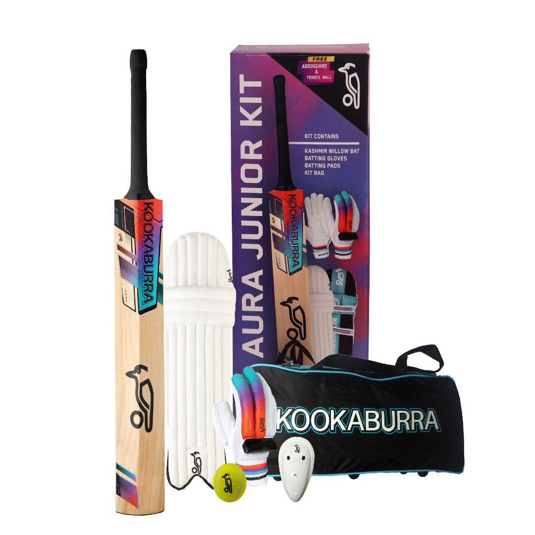 Kookaburra Aura Pro 9.0 Junior Cricket Kit | Kashmir Willow Bat | Full Cricket Set Without Helmet - Best Price online Prokicksports.com