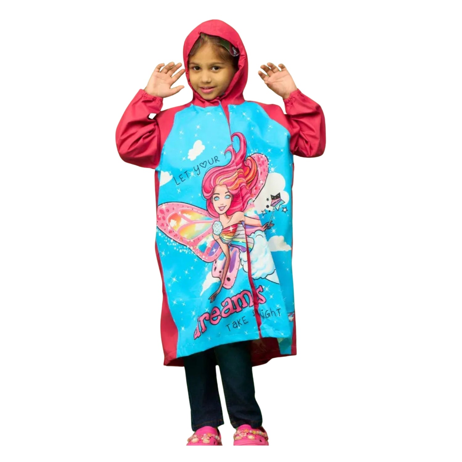 Zeel Barbie Fashionista Girls Raincoat | Waterproof Hooded Jacket for Kids | Cute & Stylish Rain Protection - Best Price online Prokicksports.com