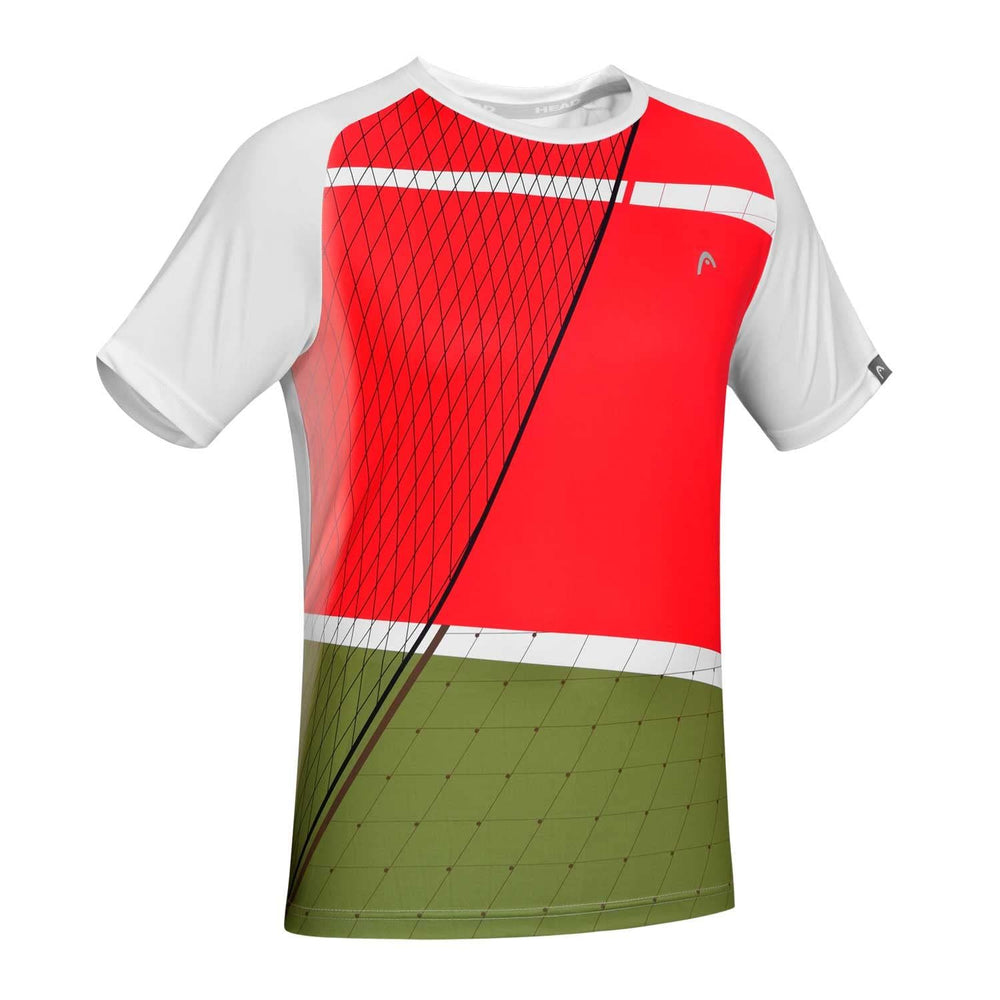 HEAD HCD‑362 Men’s Round‑Neck Sports T‑Shirt – Moisture‑Wicking Polyester Interlock, Raglan Sleeves, Digital Print (Red) - Best Price online Prokicksports.com
