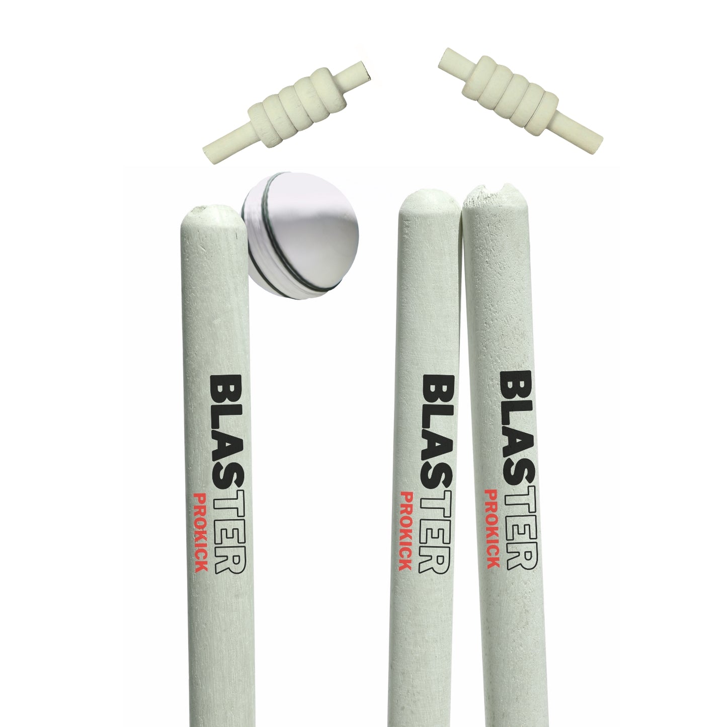 Prokick Blaster Wooden Cricket Stump Set (Pack of 3 Stumps/2 Bails) - Best Price online Prokicksports.com