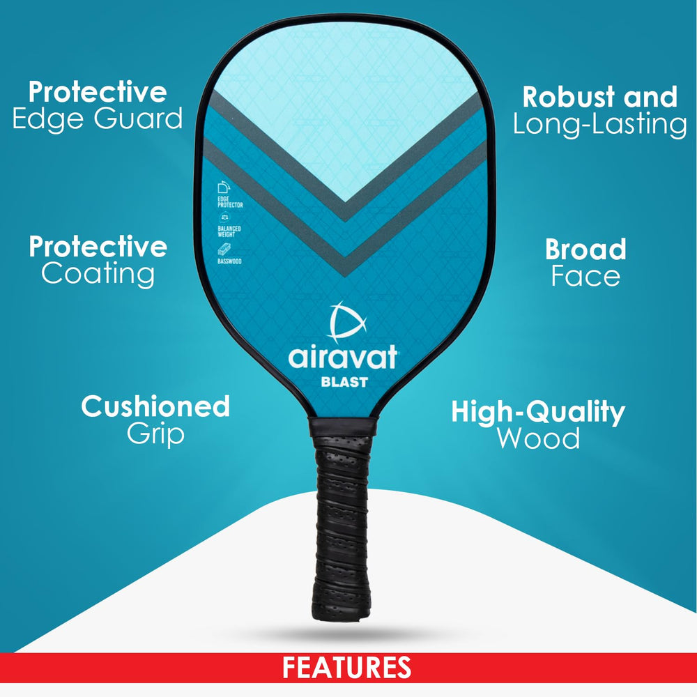 Airavat Blast 7406 Pickleball Paddle Set – 13mm | 2 Paddles + 2 Balls + Carry Bag | USAPA Approved | Lightweight Power & Control | Premium Grip | Tournament Ready (Yellow, Blue) - Best Price online Prokicksports.com