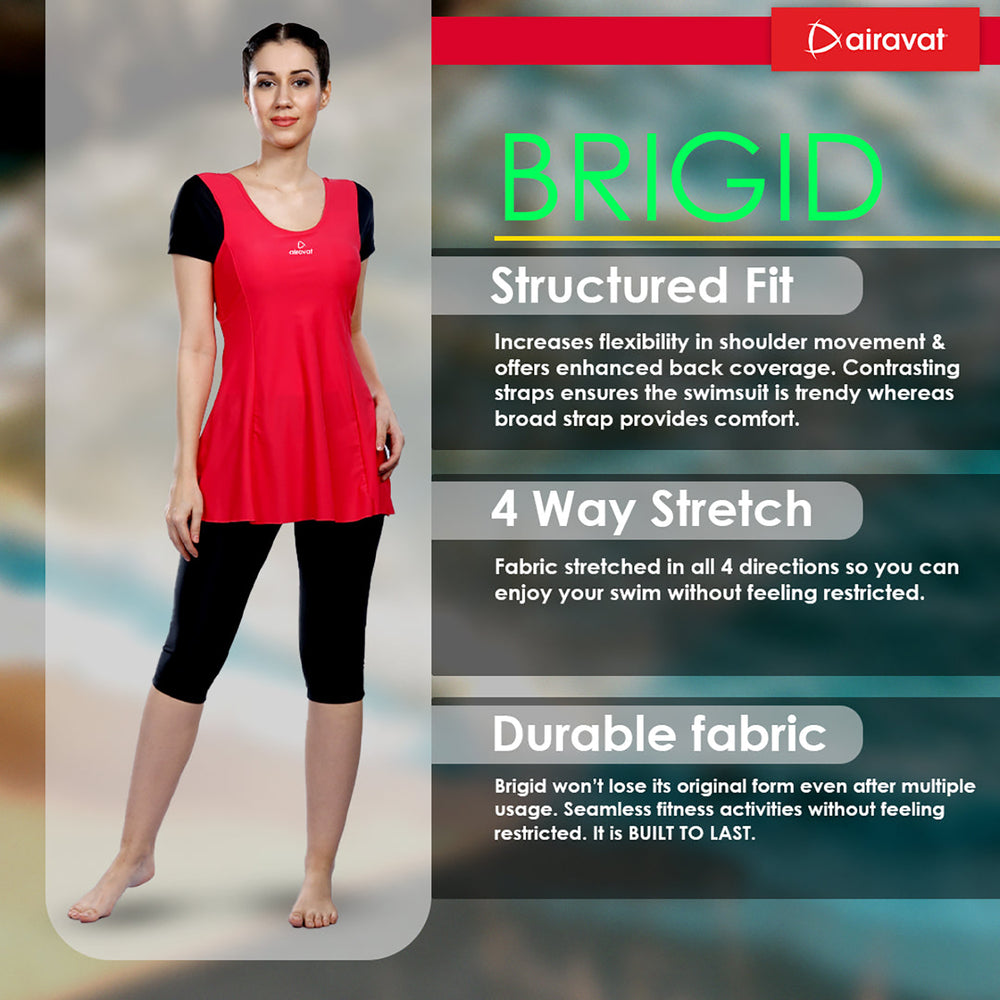 Airavat Brigid 5008 Women’s Swimming Frocksuit – Modest Full-Cover Swimwear with Skirt Design for Pool, Beach, Water Sports & Training Use - Best Price online Prokicksports.com