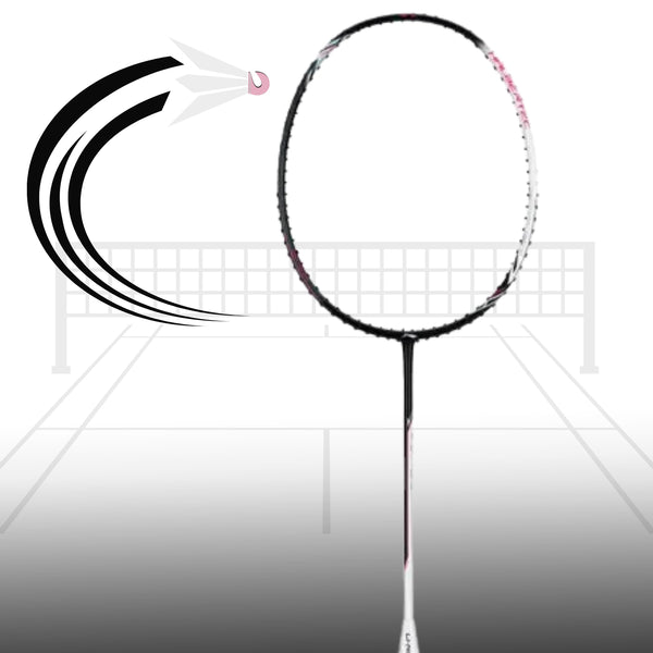 Li-Ning Halbertec 2000 Badminton Racquet - Unstrung, 3U Weight, G5 Grip, Even Balance, Carbon Fiber Construction, Professional Level