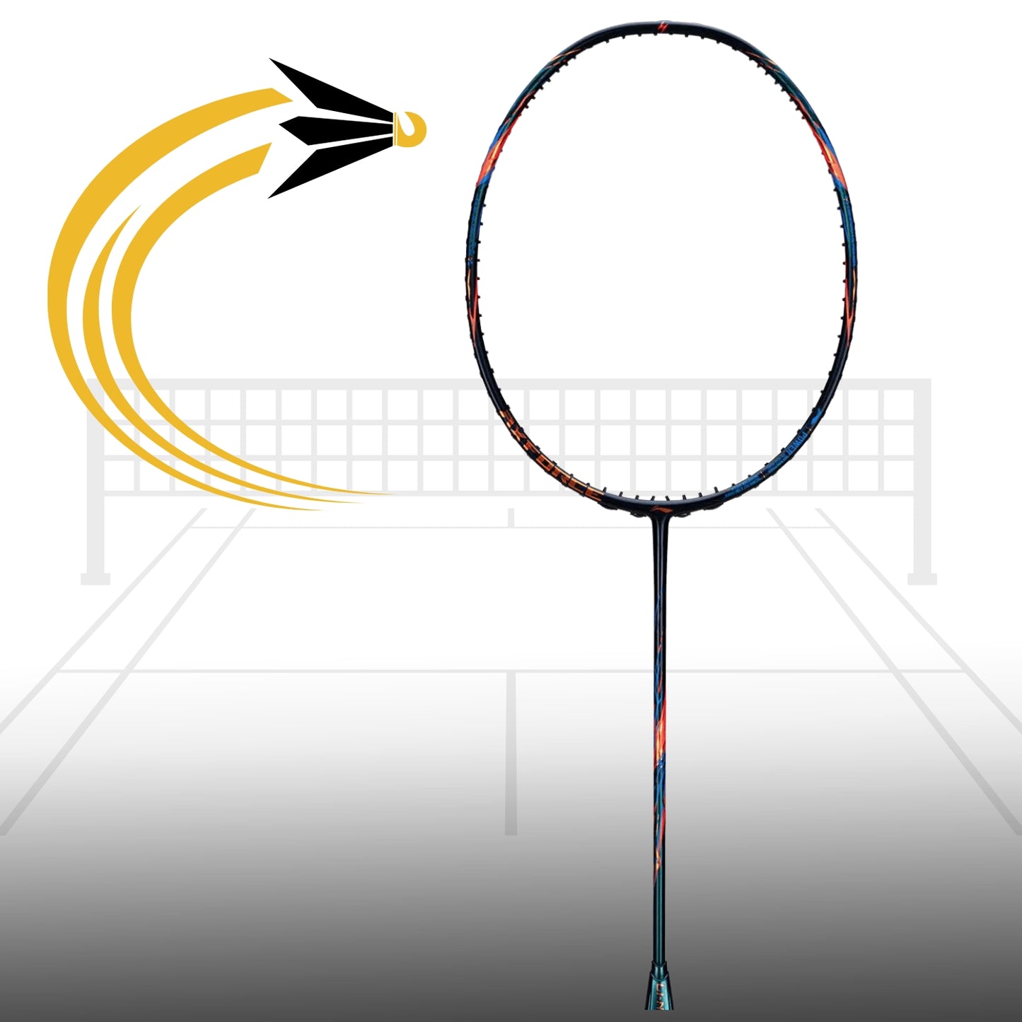 Li-Ning AXForce 90 Badminton Racket | Unstrung Professional Racquet for Power & Precision | Black/Gold/Orange | Ultra-Strong Carbon Fiber Frame - Best Price online Prokicksports.com